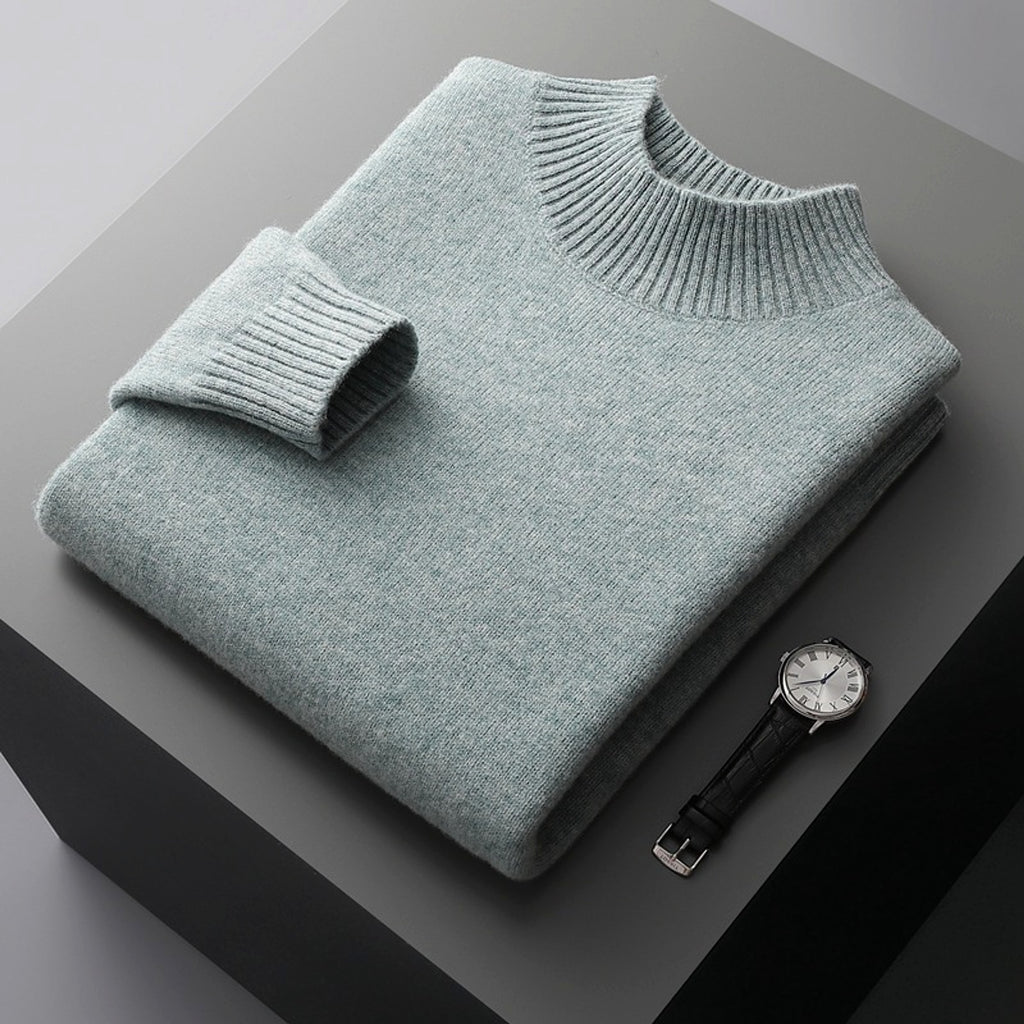 Mock Neck Sweater Men's Pure Wool - enhanced image 12