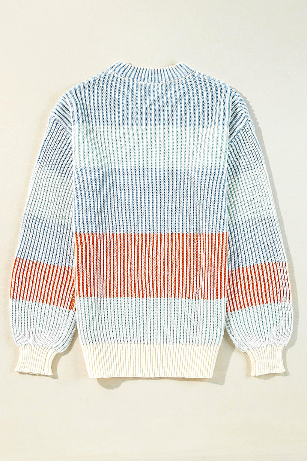 Multicolour Colorblock Textured Knit Bubble Sleeve Sweater - enhanced image 12