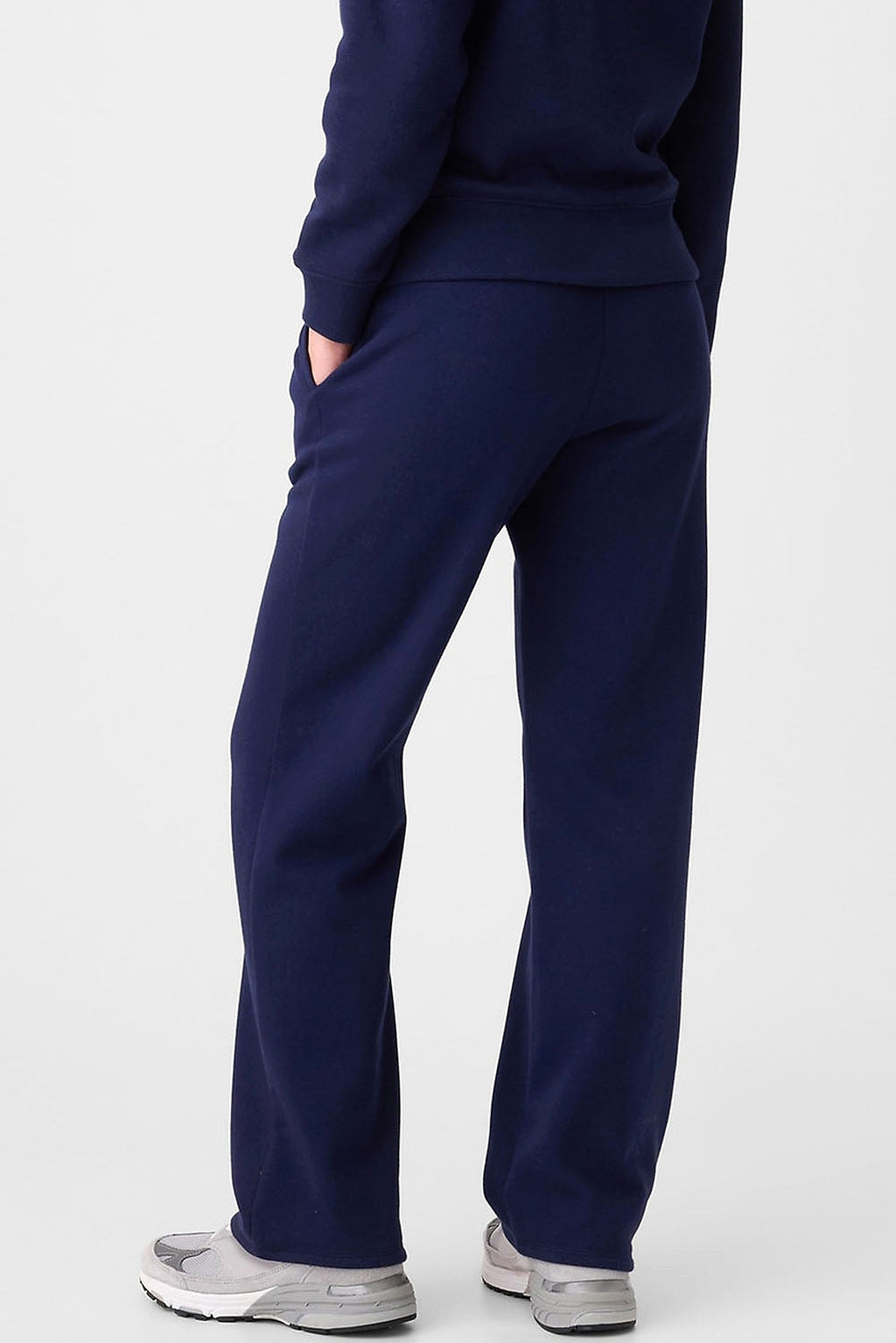 Navy Blue Solid Color Fleece Lined Drawstring Waist Casual Pants - enhanced image 12