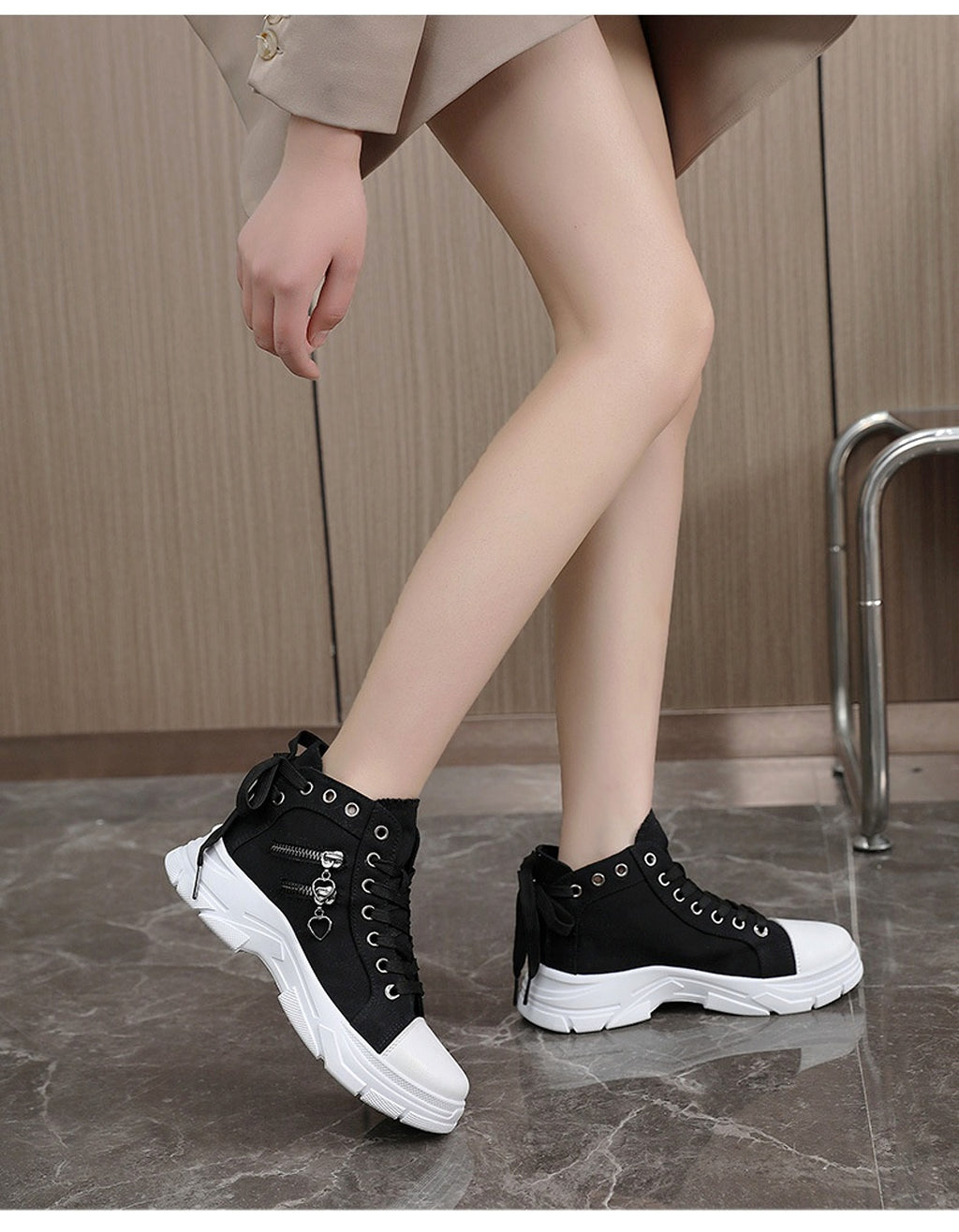 CanvasStep™ – Platform High-Top Sneakers with Zipper Details - enhanced image 12