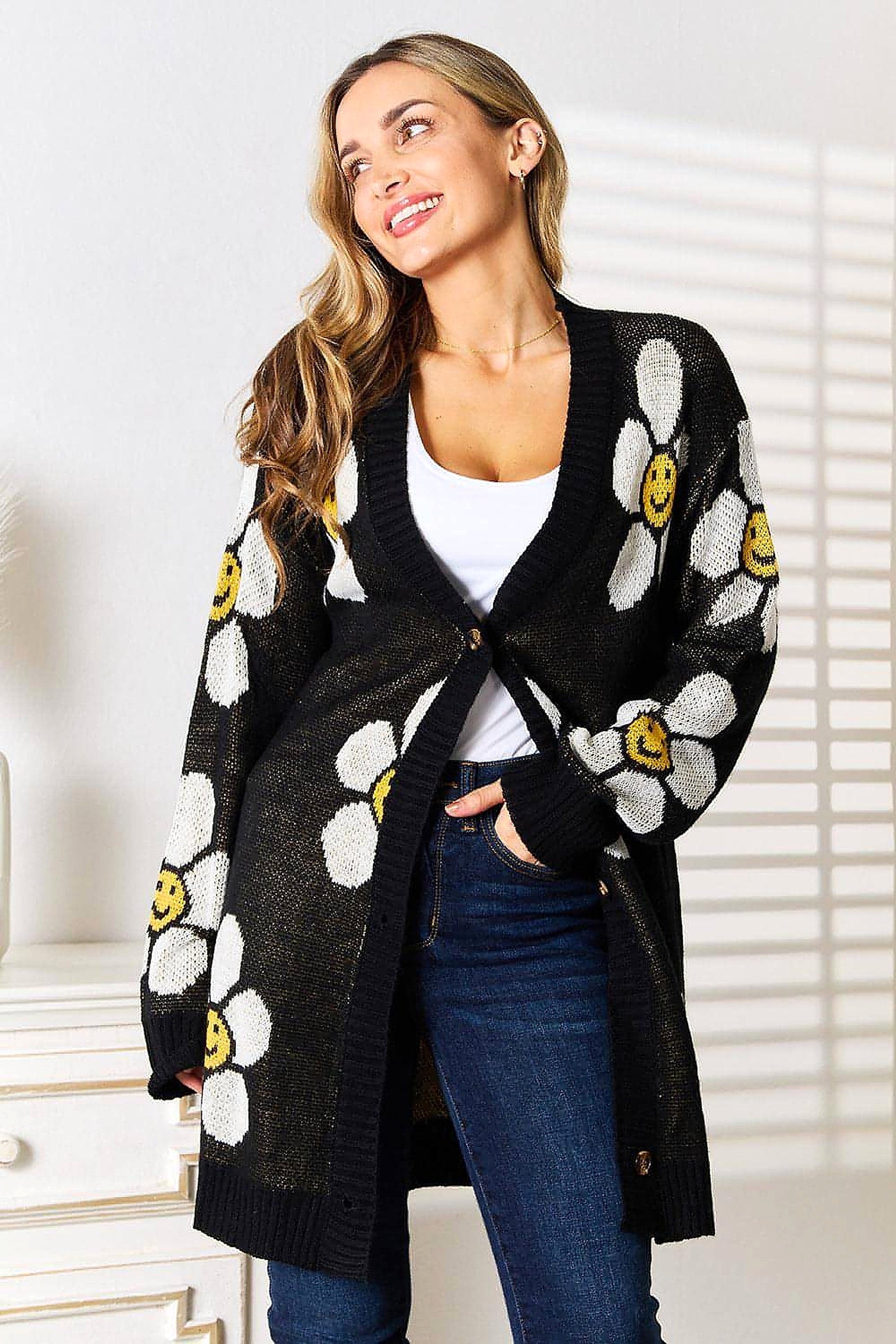Perfee Floral Button Down Longline Cardigan - enhanced image 12