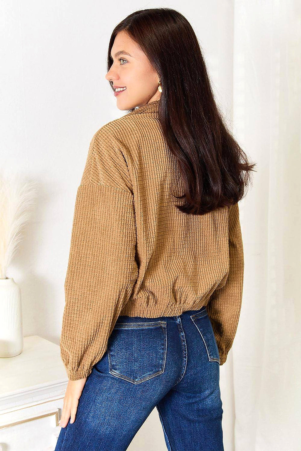 Perfee Long Sleeve Dropped Shoulder Jacket - enhanced image 12