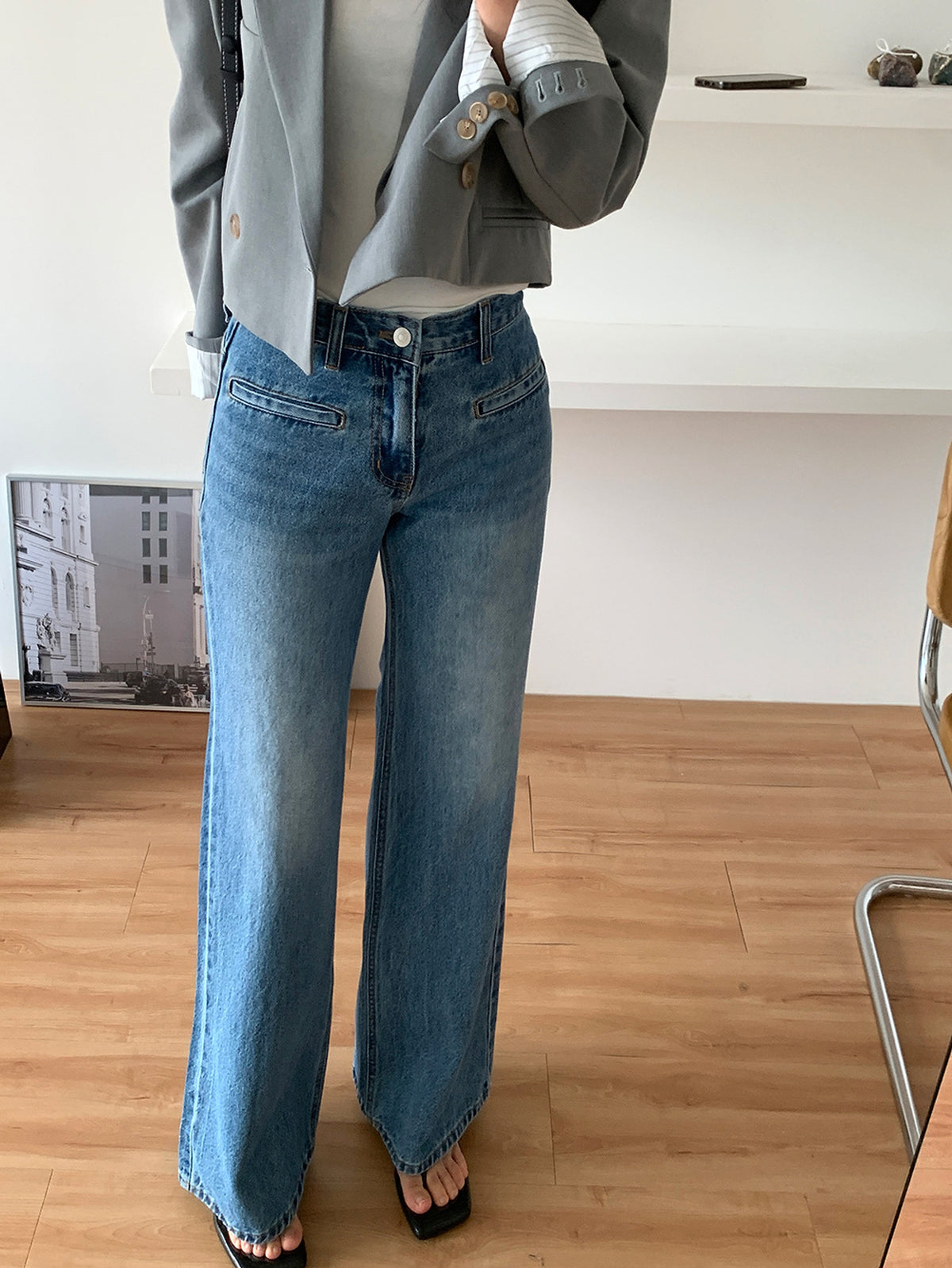 Retro High Waist Slimming Jeans Women - enhanced image 12