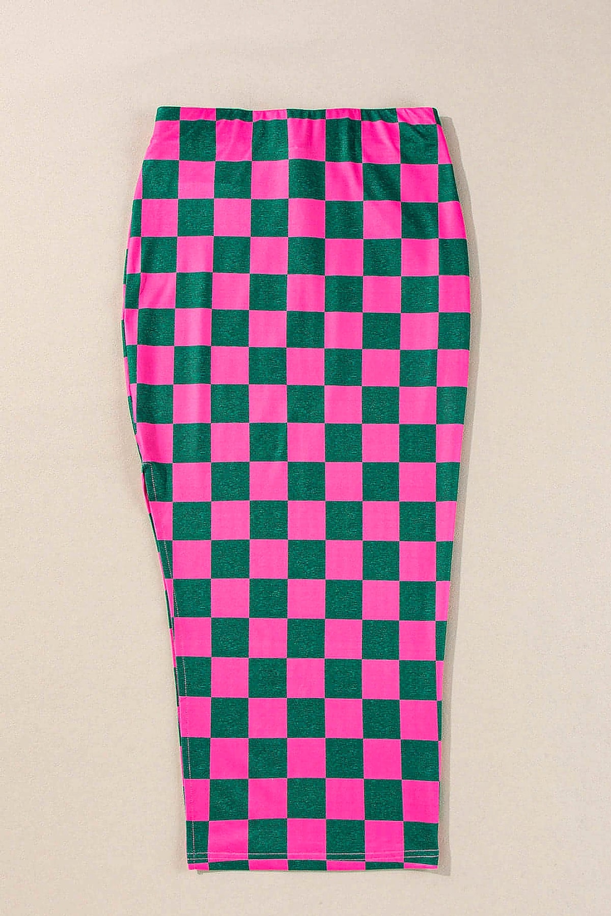 Rose Checkered Print Side Slit High Waist Midi Skirt - enhanced image 12
