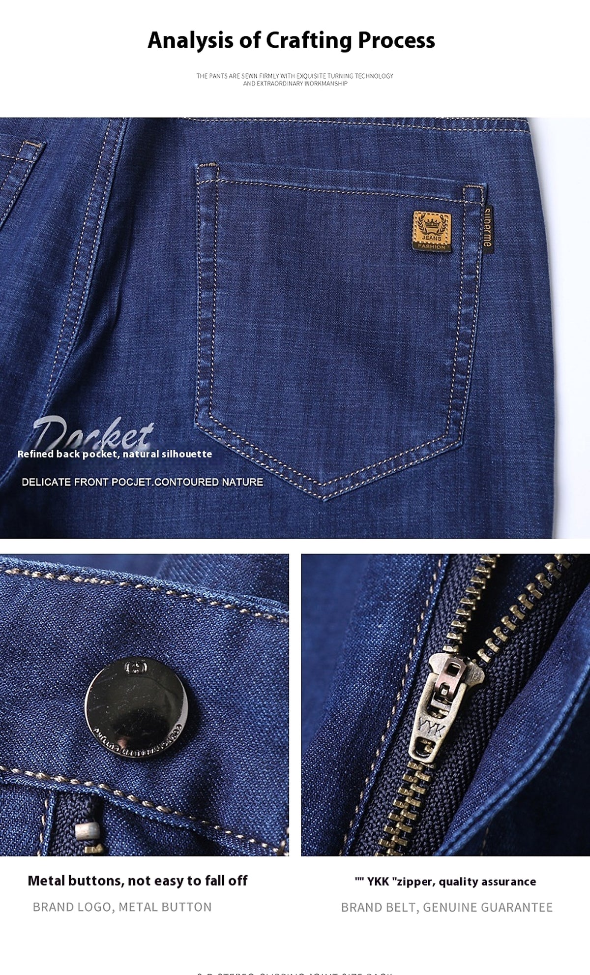 Thin Summer Cotton Elastic Ice Silk Quality Mid-high Waist Jeans - enhanced image 12