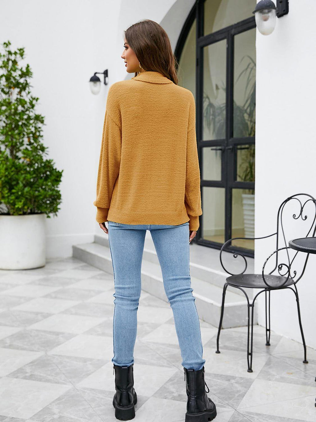 Turtleneck Dropped Shoulder Sweater - enhanced image 12