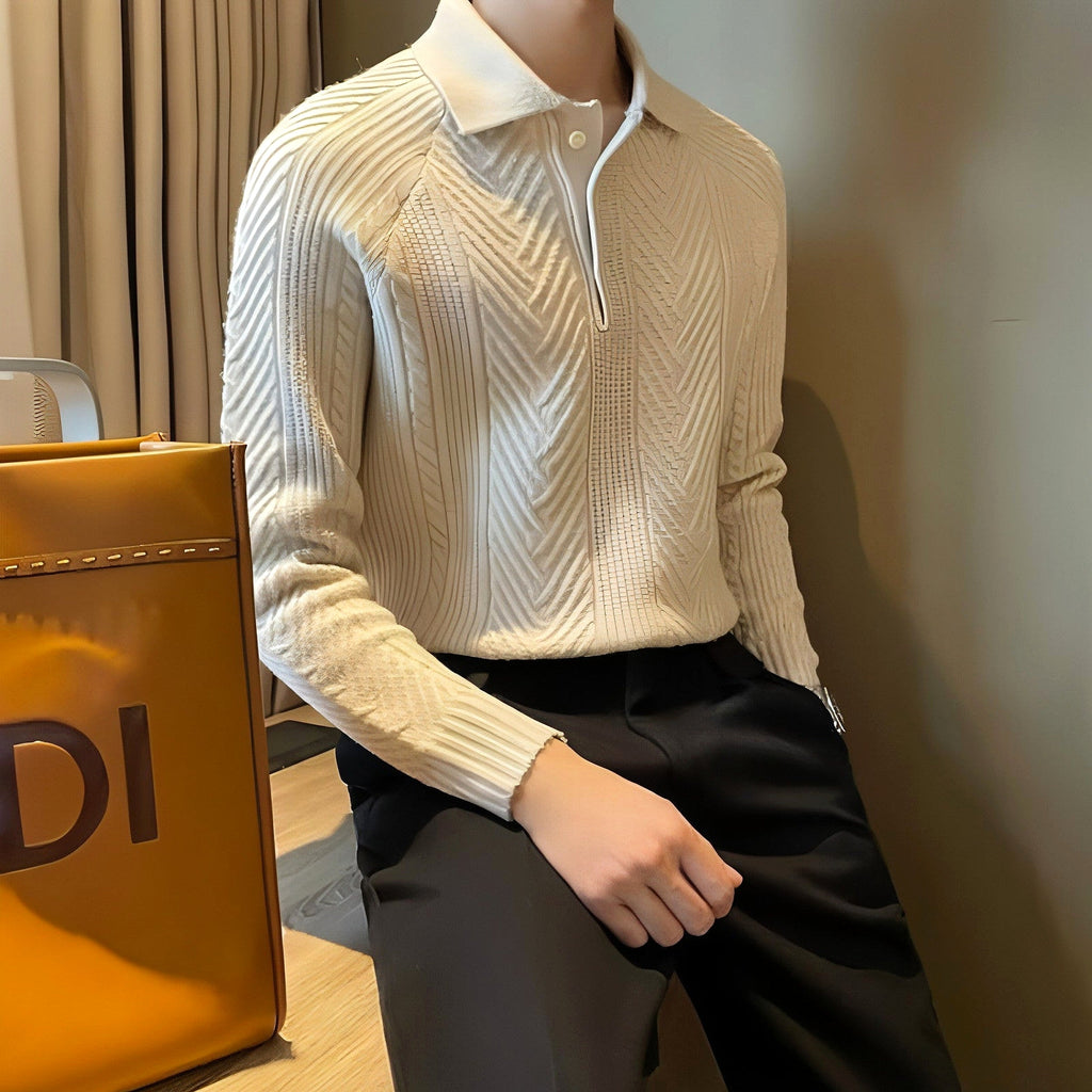 Winter Thermal Base Pullover Men's Sweater Casual Polo Collar Polo Shirt - enhanced image 12