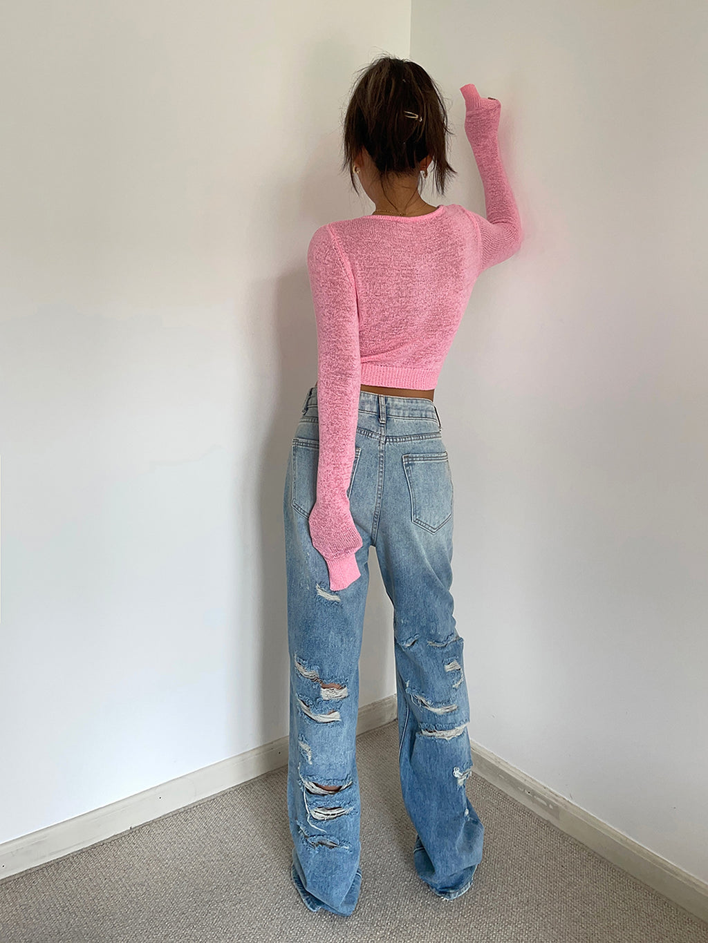 Women's Retro High Waist Loose Wide Legs Jeans - enhanced image 12
