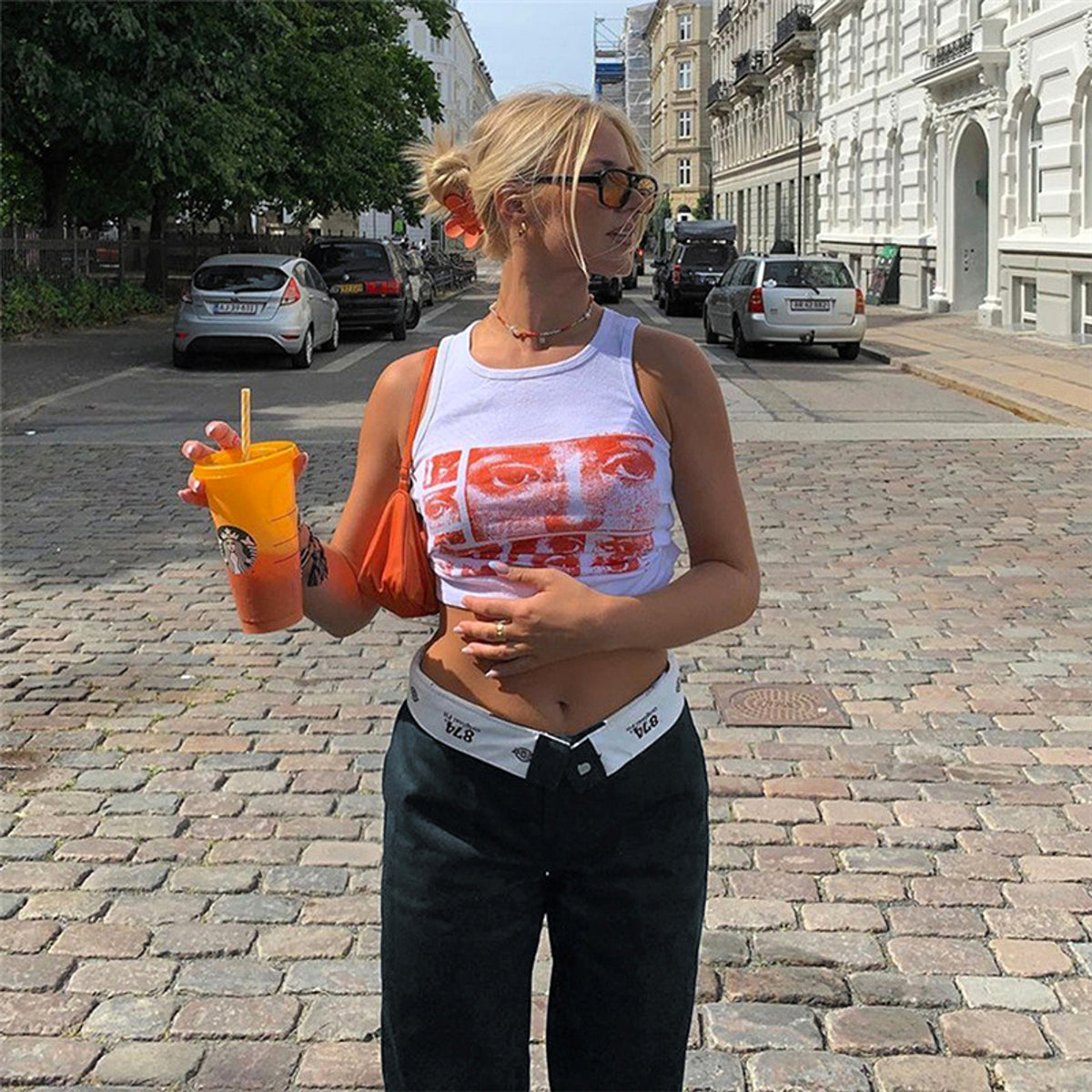 Women's Solid Color Fashion Street Printed Loose Casual Straight Pants (Jeans) - enhanced image 12