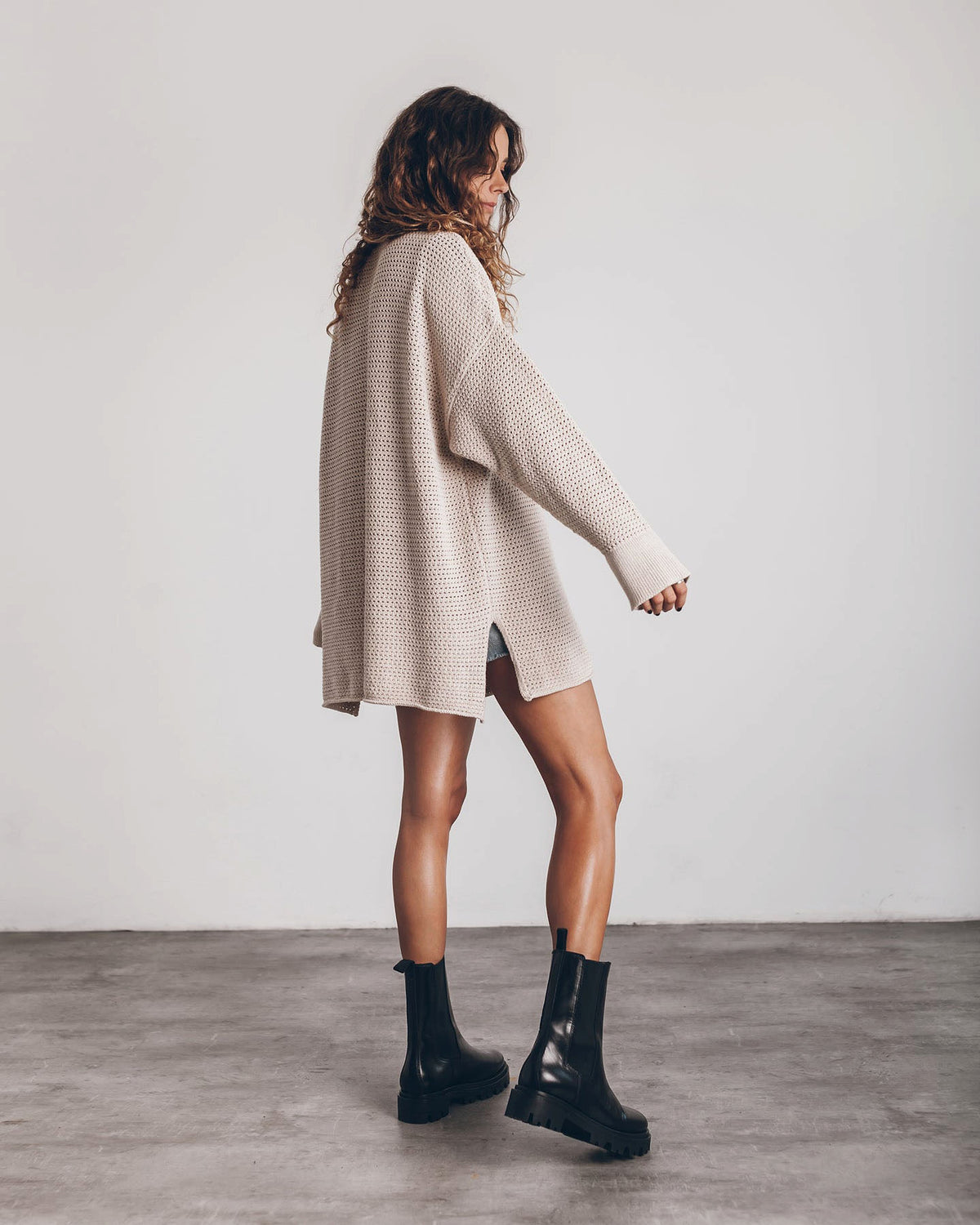 A.1 Women's Twist Thread Loose All-match Round Neck Sweater Dress - enhanced image 12