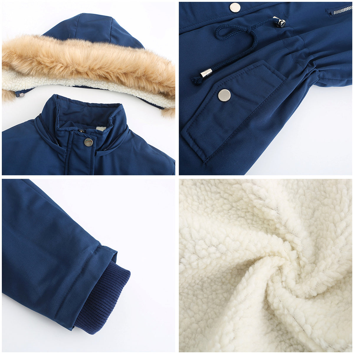 Women's Winter Coat with Detachable Hood – Warm Fleece-Lined Jacket - enhanced image 12