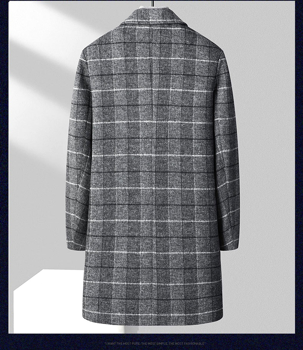 25 Edition – Men’s Wool-Blend Plaid Business Overcoat (Mid-Length) - enhanced image 13