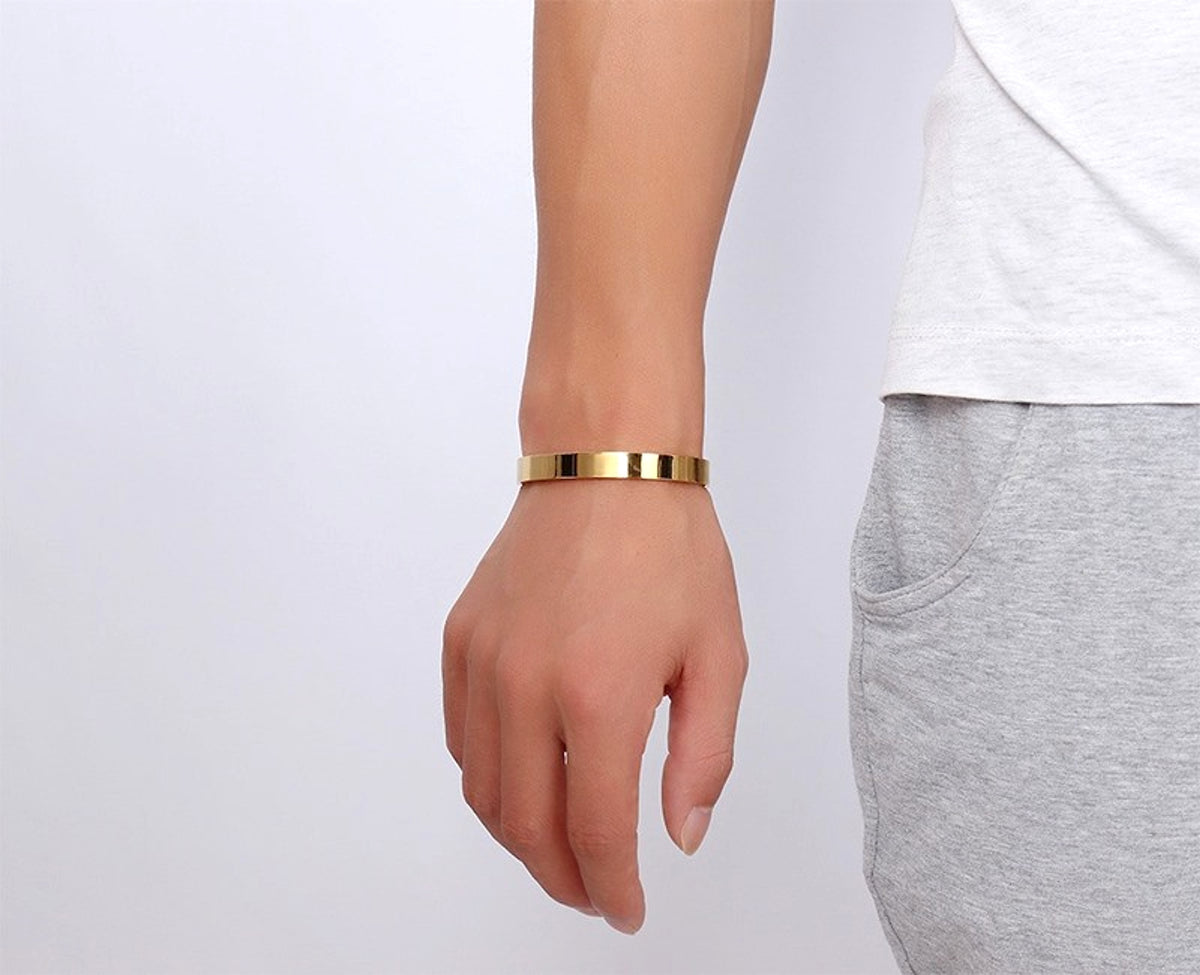 Can Be Engraved Light Body Opening Titanium Steel Men's Bracelet - enhanced image 13