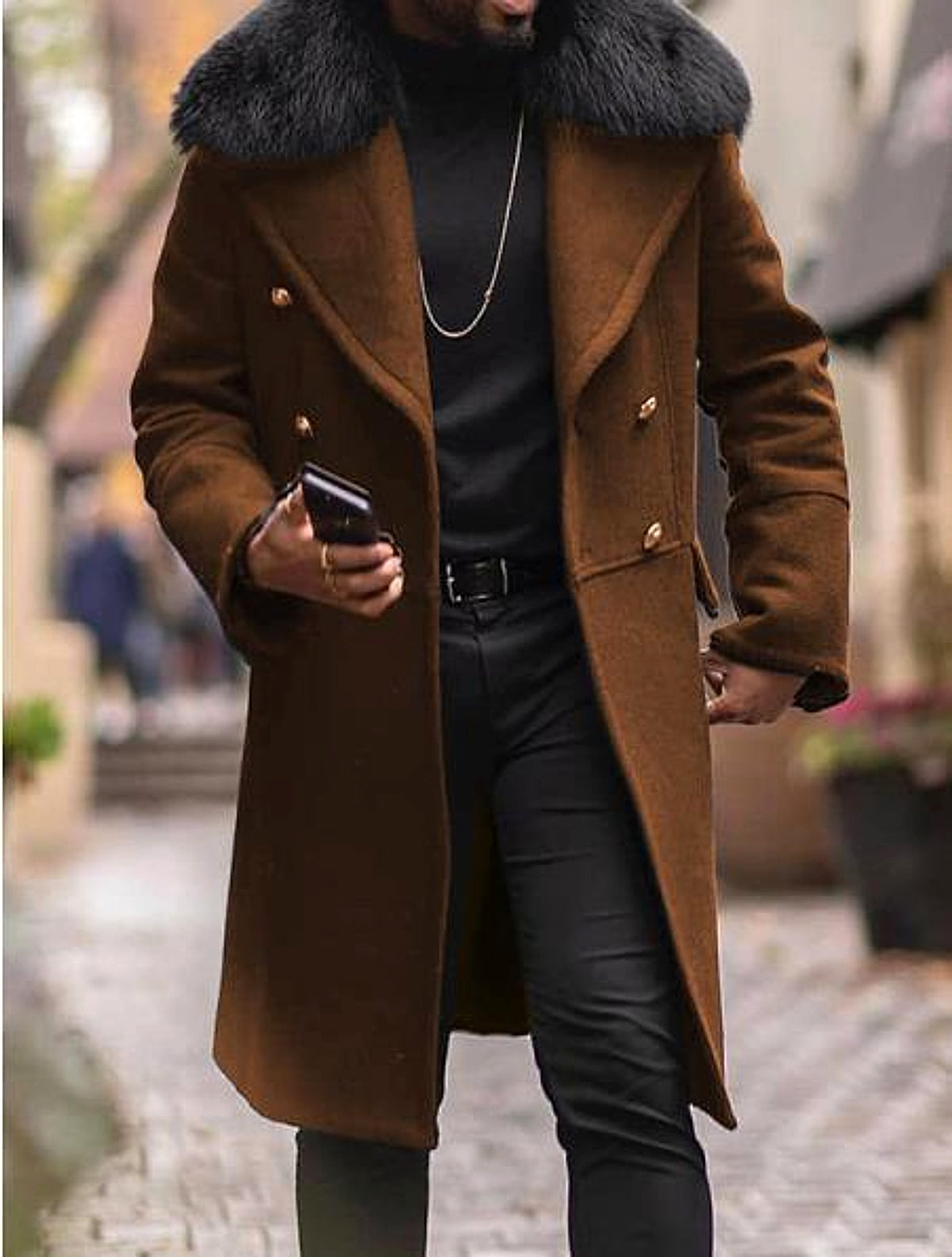 Casual Woolen Men's Trench Coat Men - enhanced image 13