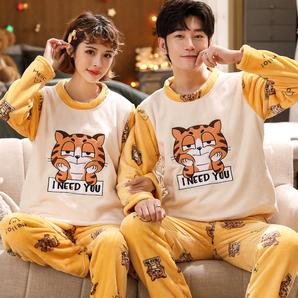 Couples Warm And Velvet Thickened Flannel Home Service Pajamas Set - enhanced image 13