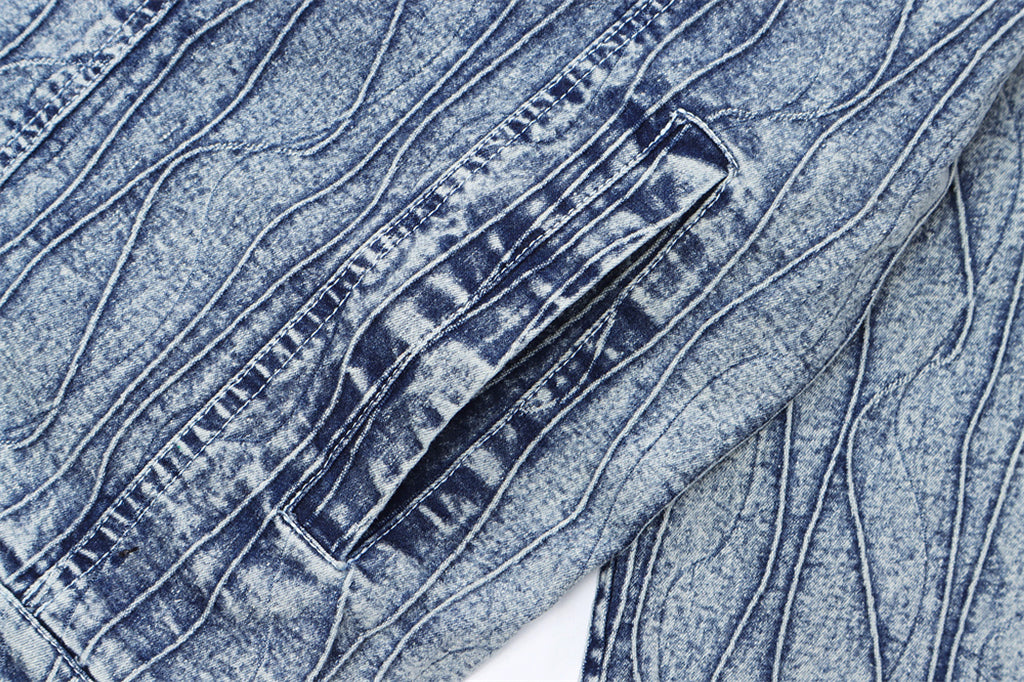 Jacquard Stone Washed Denim Jacket For Men And Women - enhanced image 13