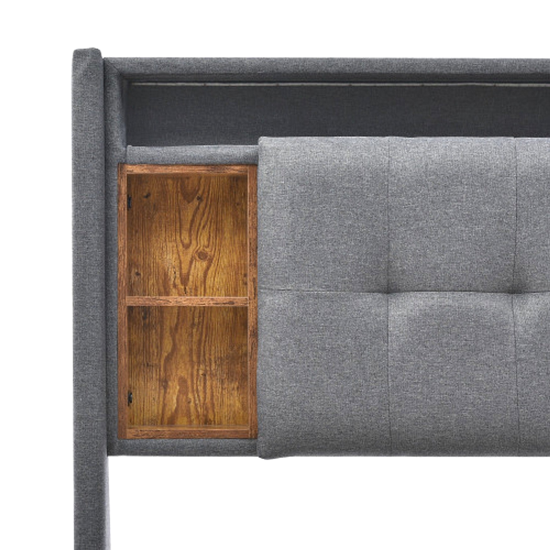 LuneluX_Home – Solid Wood Storage Bed with USB Charging Ports & LED Light (160×200 cm, Gray) - enhanced image 13