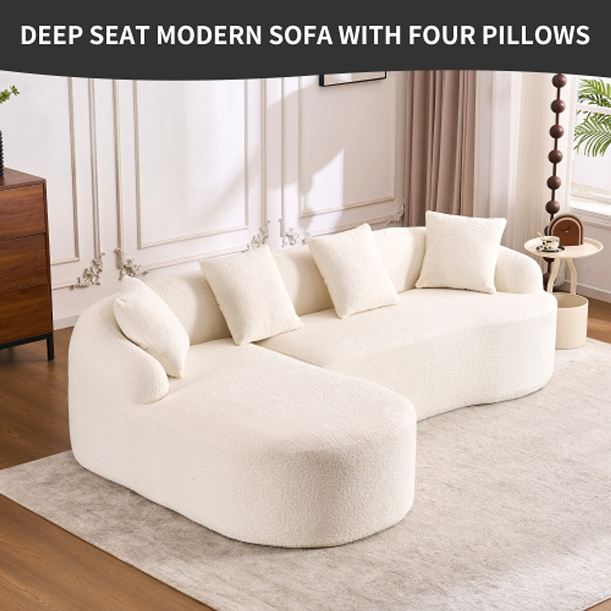 LuxeForm™ – Grey Compression Sofa with Chaise Lounge & 4 Pillows (US Warehouse) - enhanced image 13