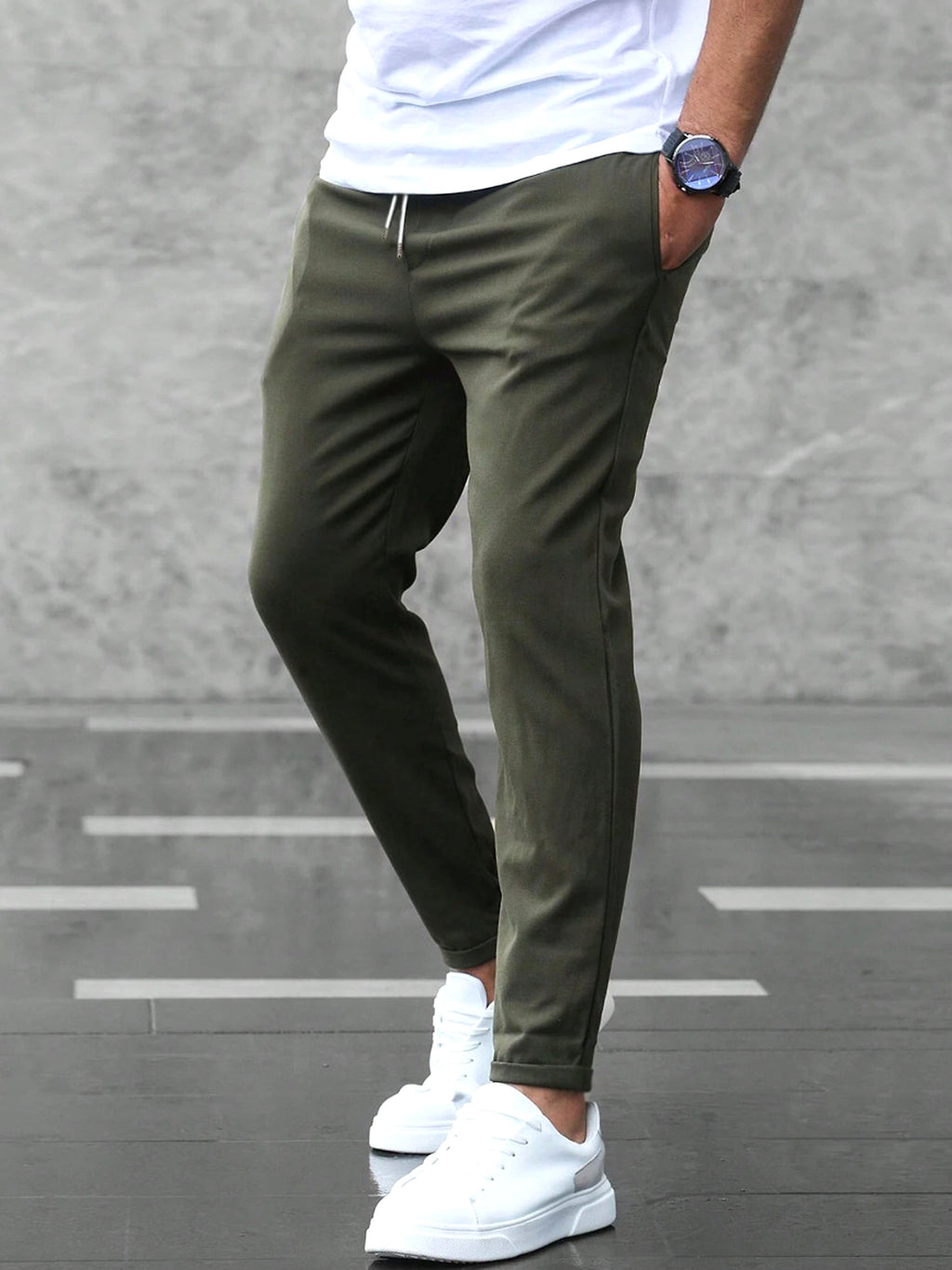Men’s Slim Fit Casual Pants With Drawstring & Pockets - enhanced image 13