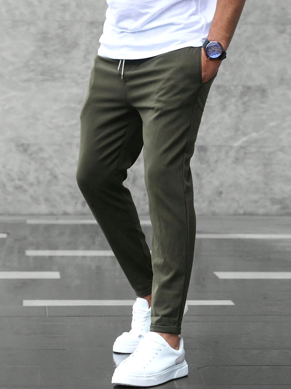 Men’s Slim Fit Casual Pants With Drawstring & Pockets - enhanced image 13
