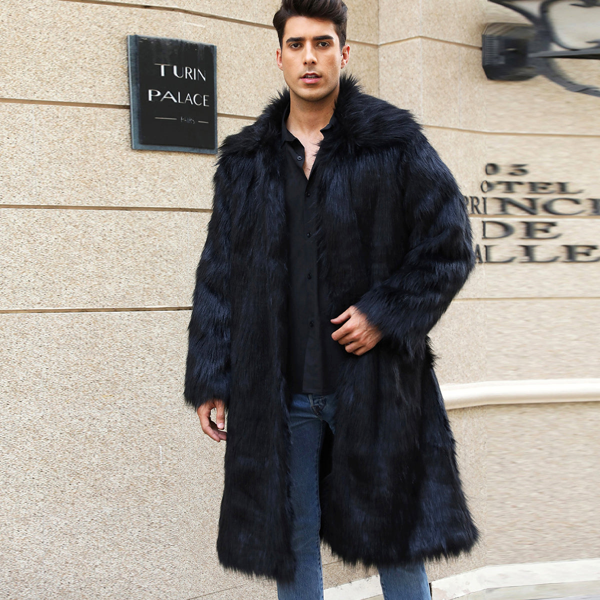 A.1 Men's Imitation Fox Fur Warm Coat Jacket - enhanced image 13