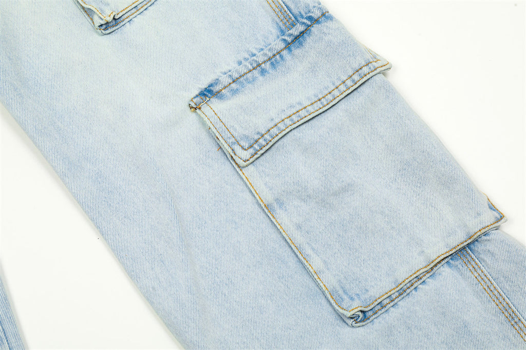 Wash Light Color Cargo Jeans Men - enhanced image 13