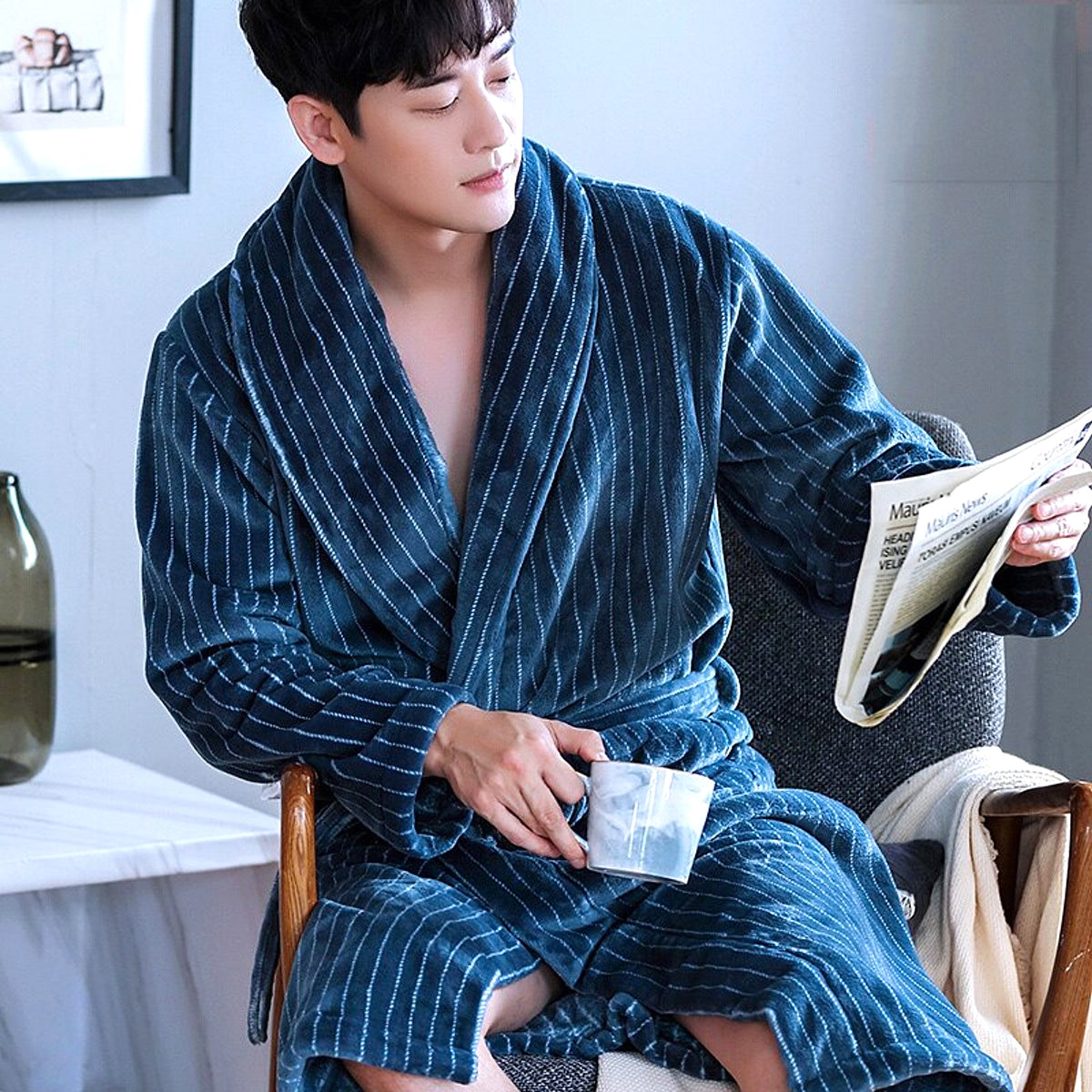 Winter Bathrobe Coral Fleece Couple Pajamas - enhanced image 13