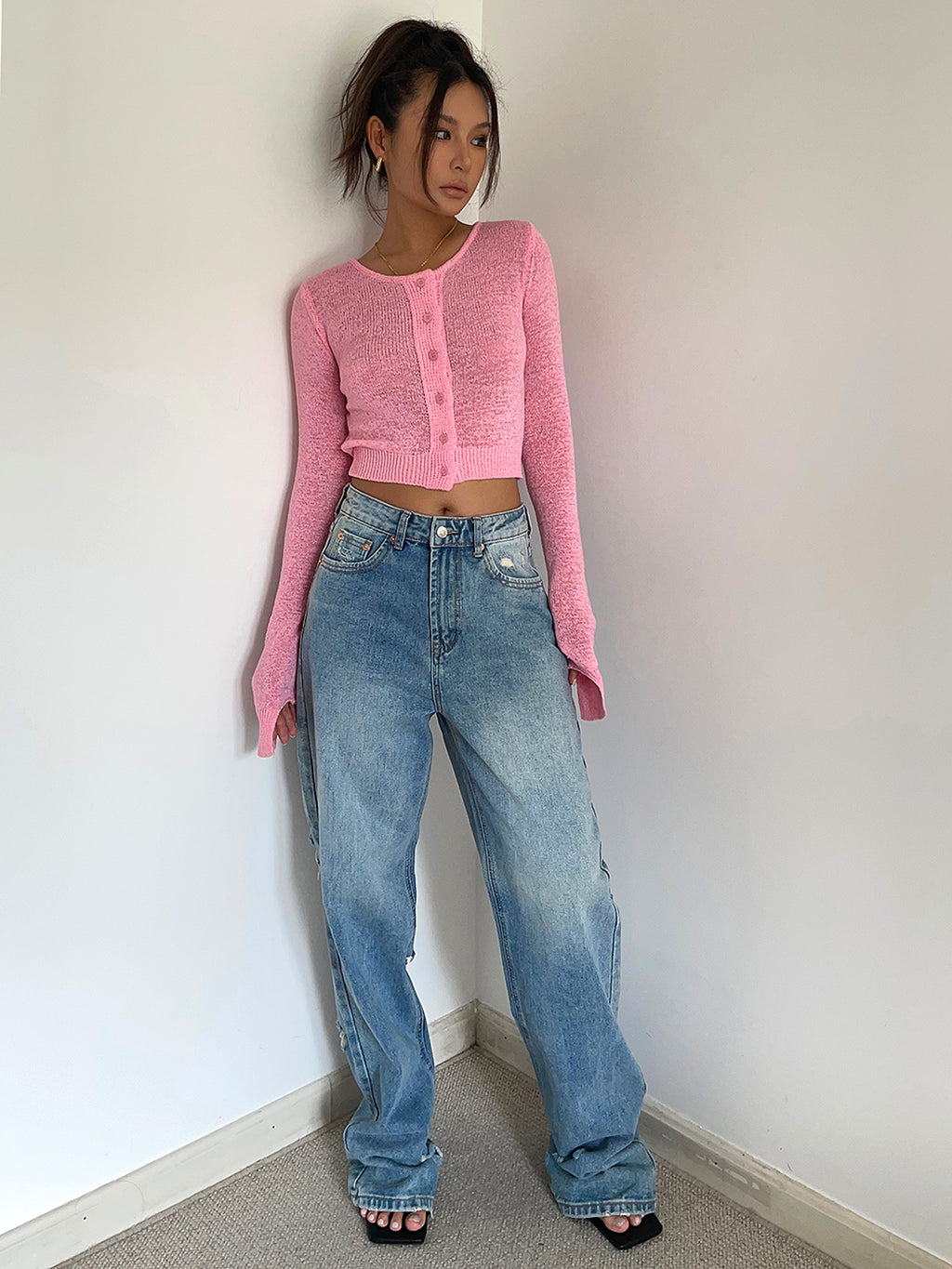 Women's Retro High Waist Loose Wide Legs Jeans - enhanced image 13