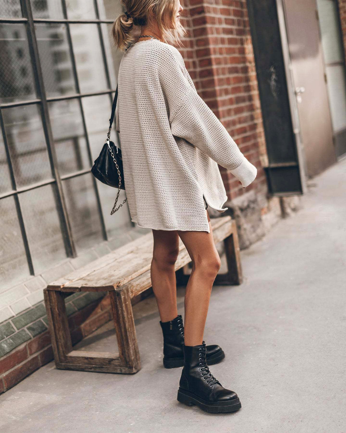 A.1 Women's Twist Thread Loose All-match Round Neck Sweater Dress - enhanced image 13
