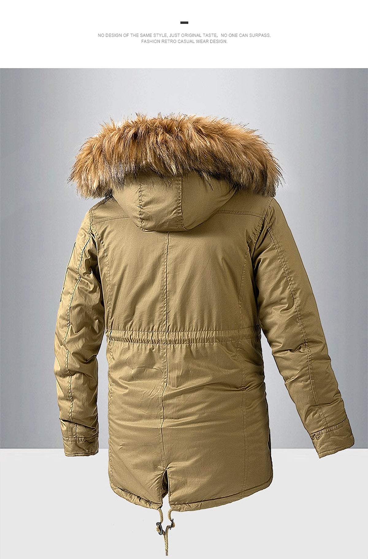 Zipper Solid Color Regular Brown Extra Thick Men 's Jacket - enhanced image 13