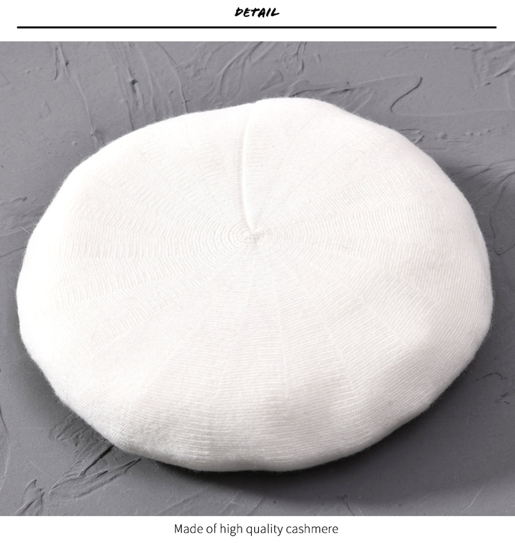 Autumn Winter Berets Hat Women Casual Knitted Wool Beret Wit - enhanced image 14