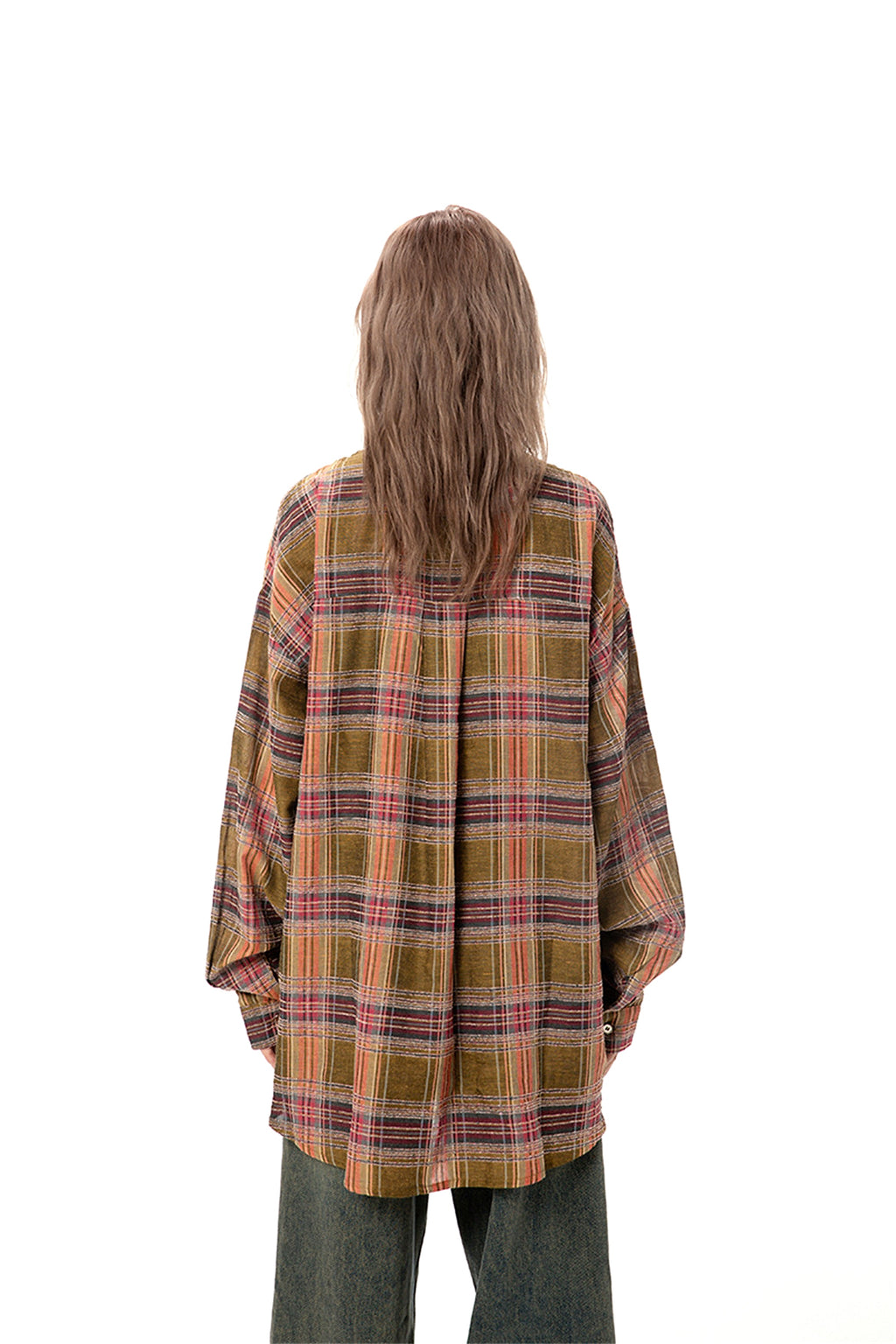 Color-contrast Check Letter Printed Long Sleeve DressShirt - enhanced image 14