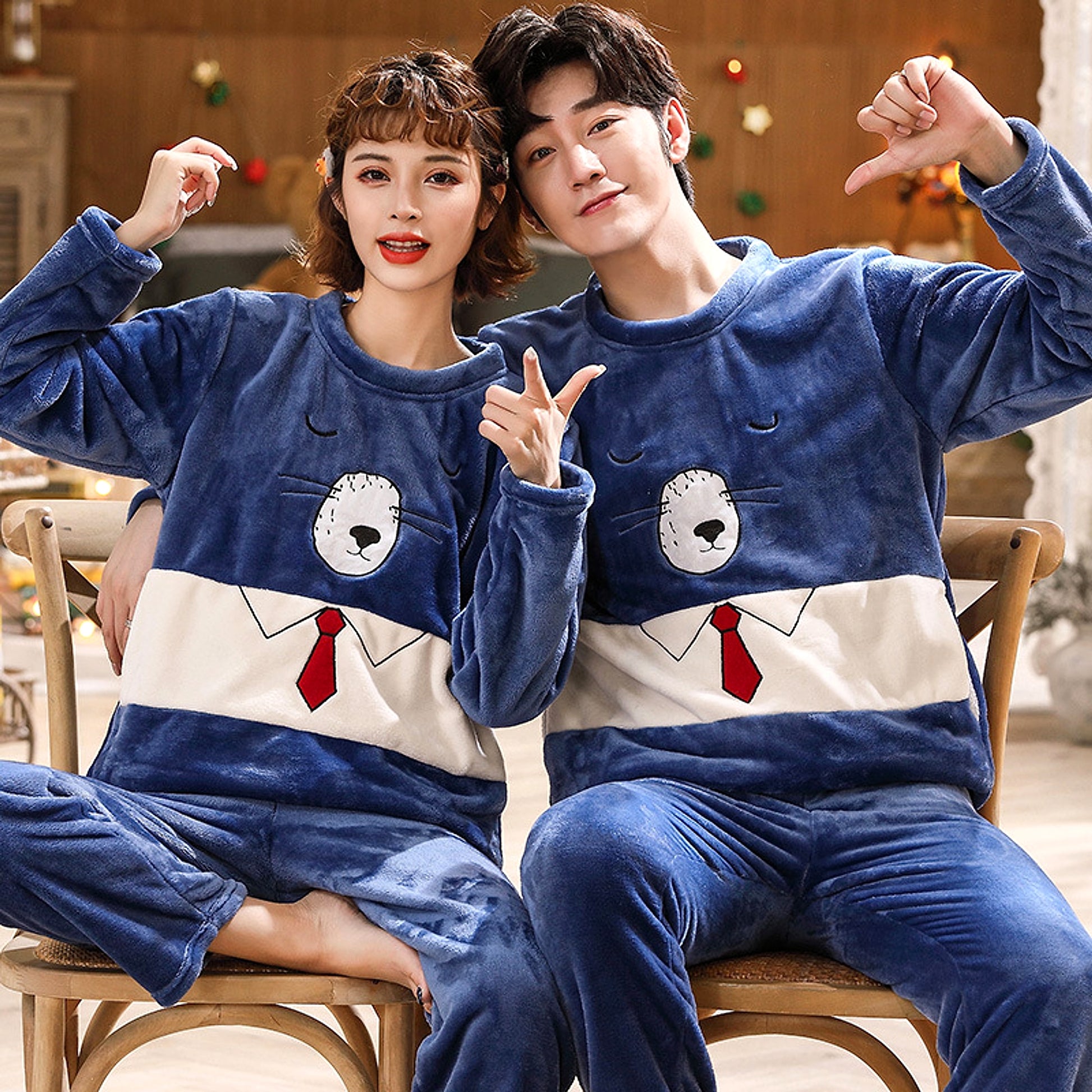 Couples Warm And Velvet Thickened Flannel Home Service Pajamas Set - enhanced image 14
