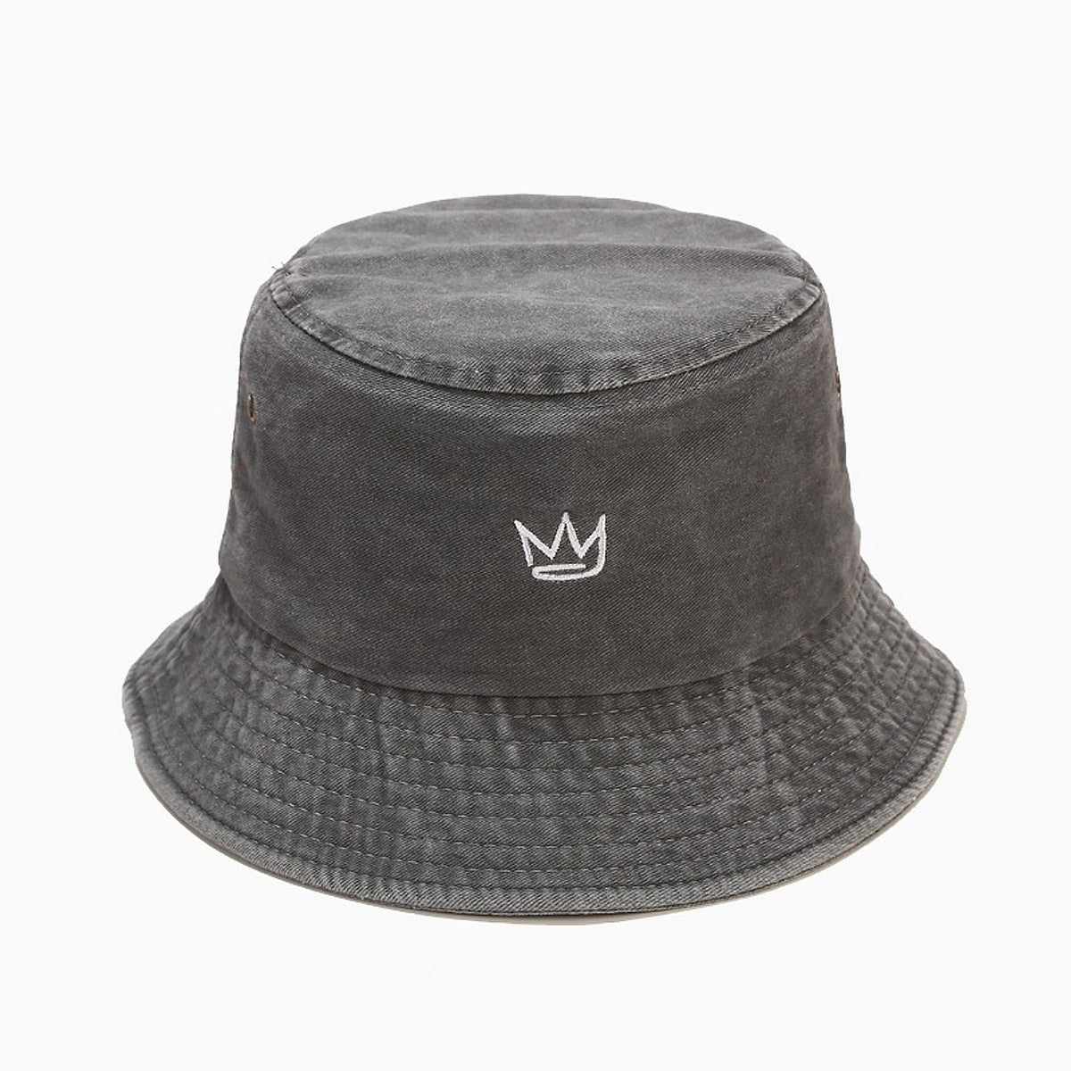 Crown Embroidered Fisherman Hat Washed Cotton Vintage Distressed - enhanced image 14