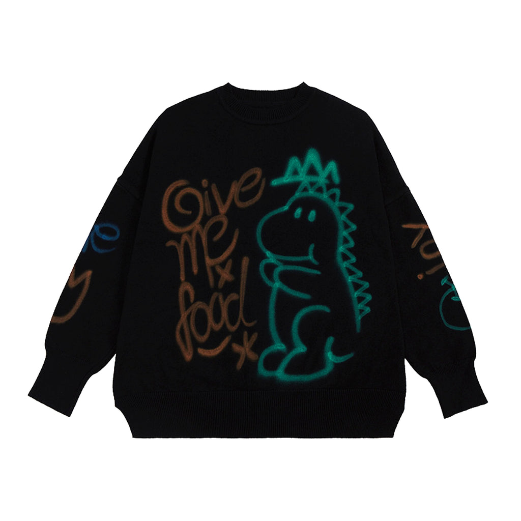 Graffiti Printed Loose Warm Sweater Women - enhanced image 14