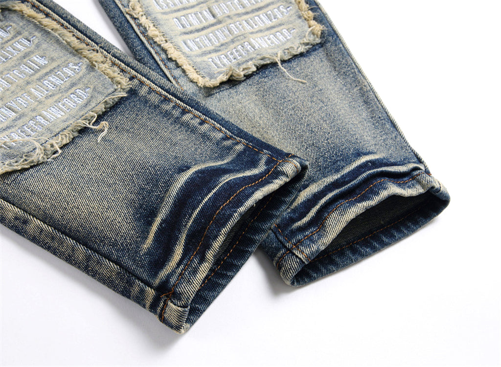 RawEdge™ – Distressed Patchwork Slim Jeans - enhanced image 14