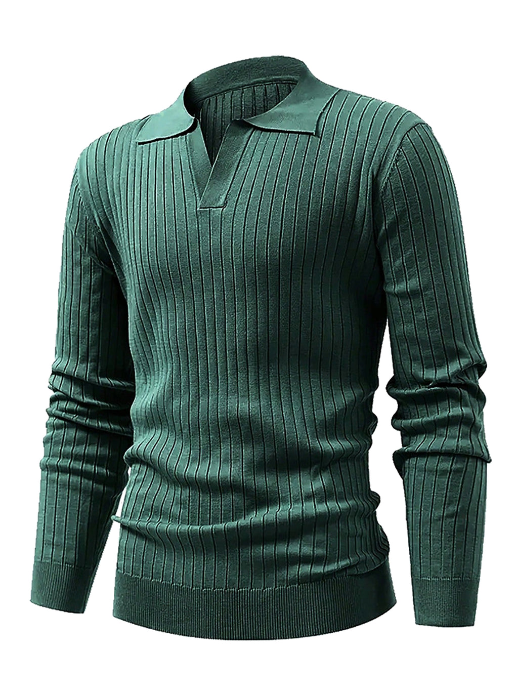 Lapel Texture Stretch Slim Knit Polo T-Shirt Men - enhanced image 14