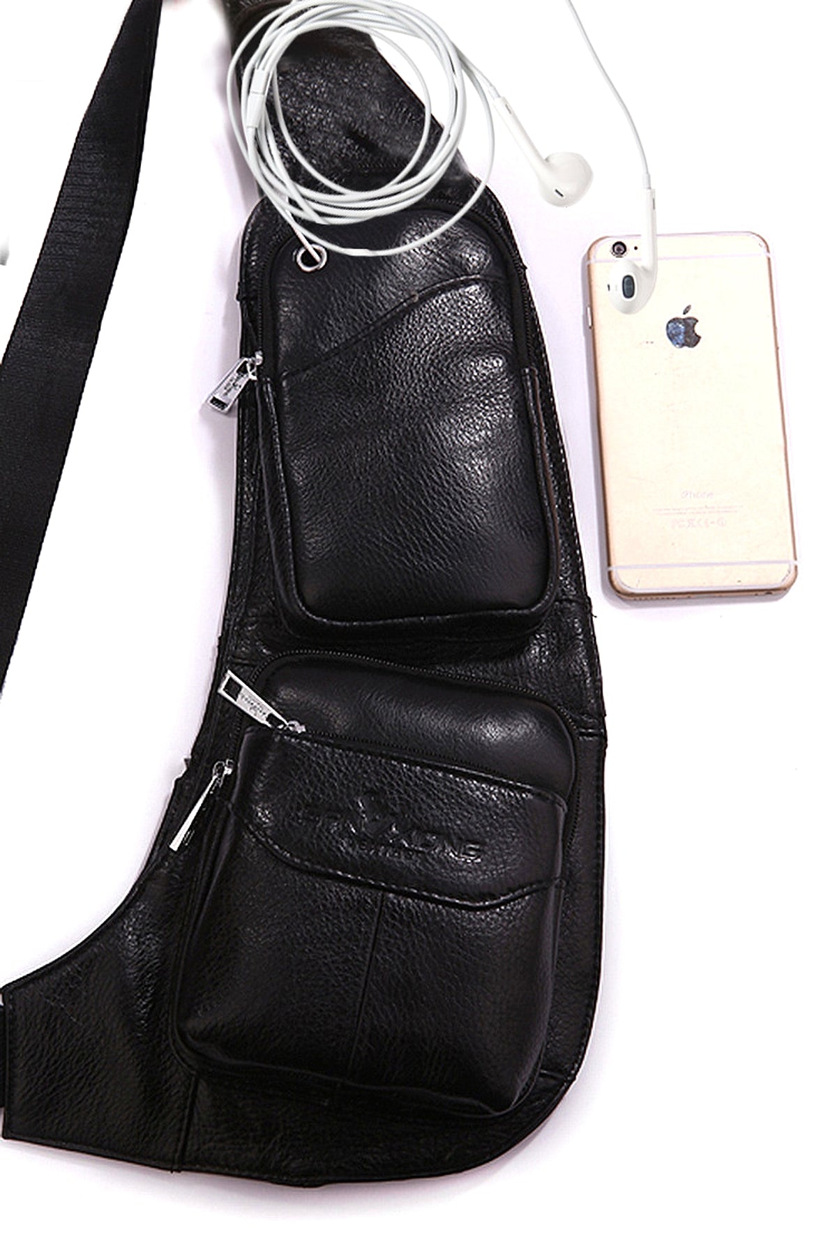 Leather Men's Chest Bag First Layer Cowhide Casual Satchel - enhanced image 14