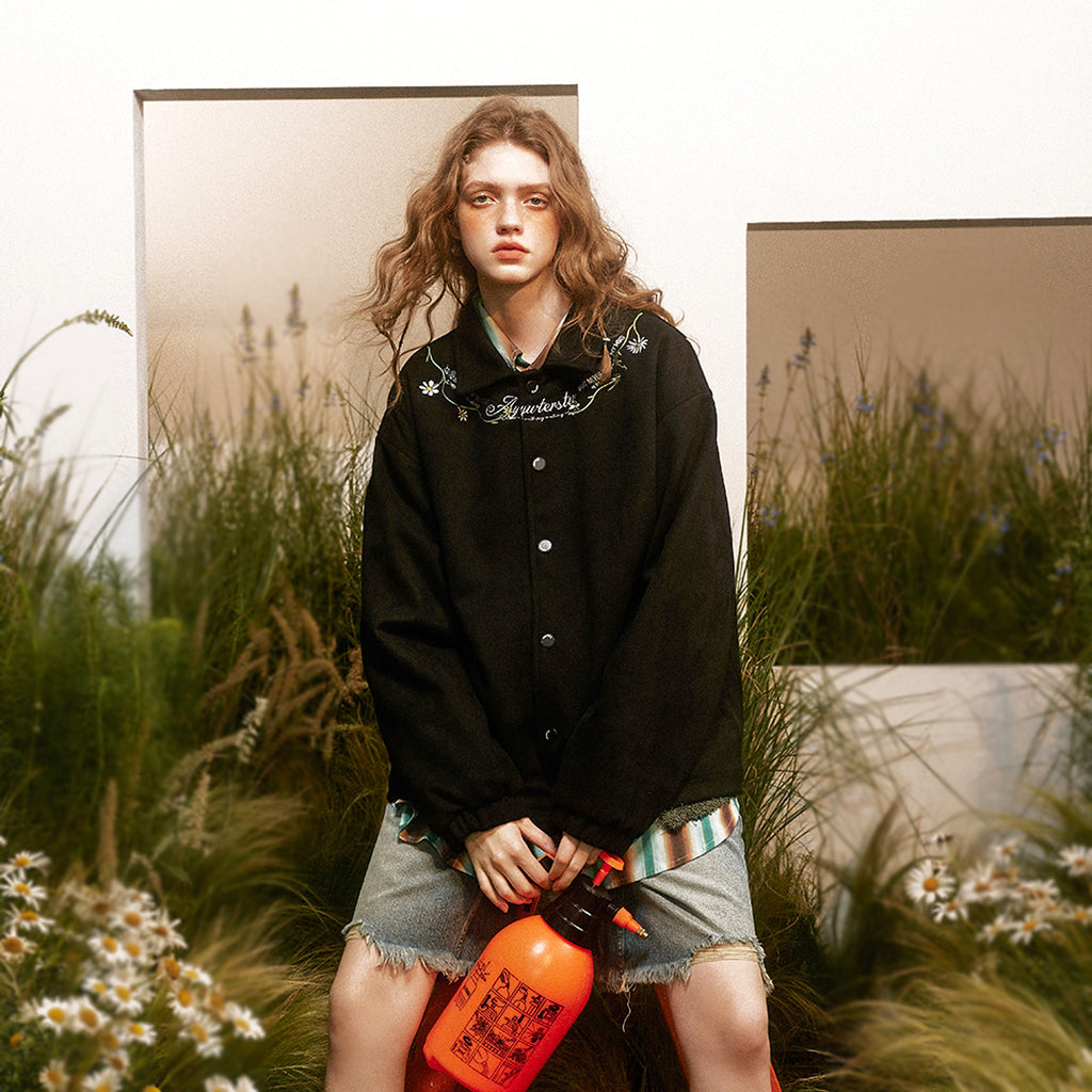 Letter Floral Embroidered Jacket For Men - enhanced image 14