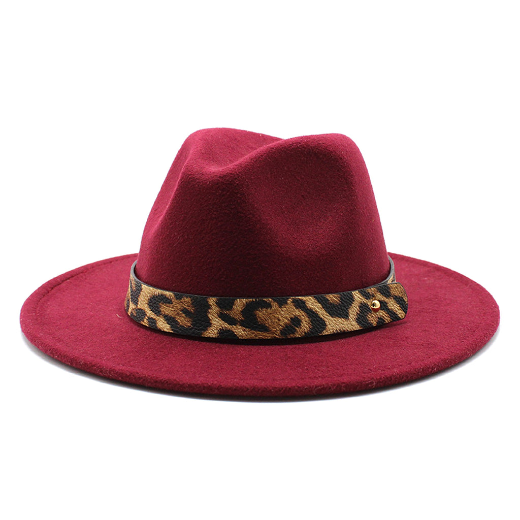 Men's Fashion Leopard Print Woolen Big Brim Top Hat - enhanced image 14