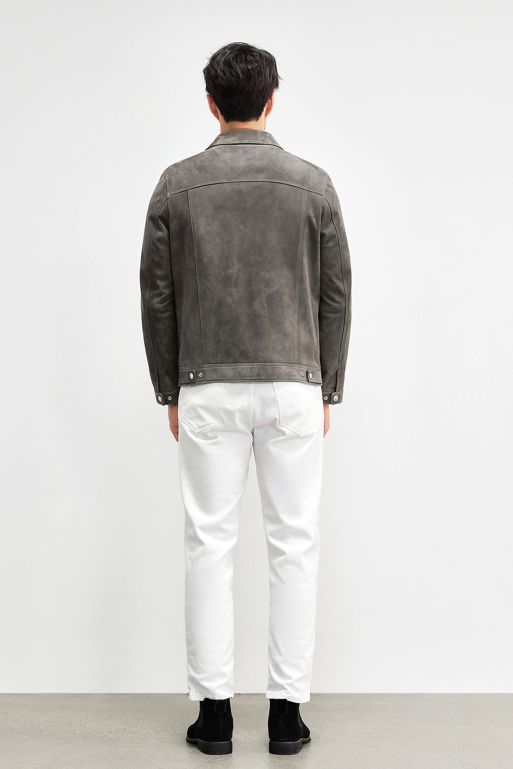 A1. Men's Lambskin Suede Lapel Biker's Leather Jacket - enhanced image 14