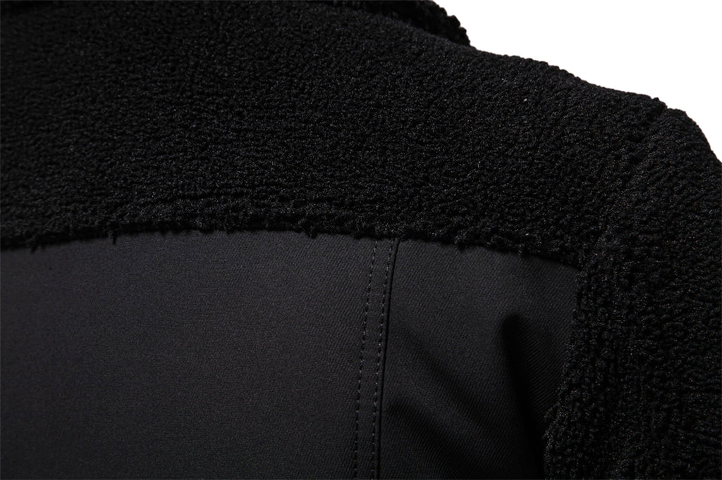 Men's New Jacket Fashion Casual Patchwork Lamb Wool Coat - enhanced image 14