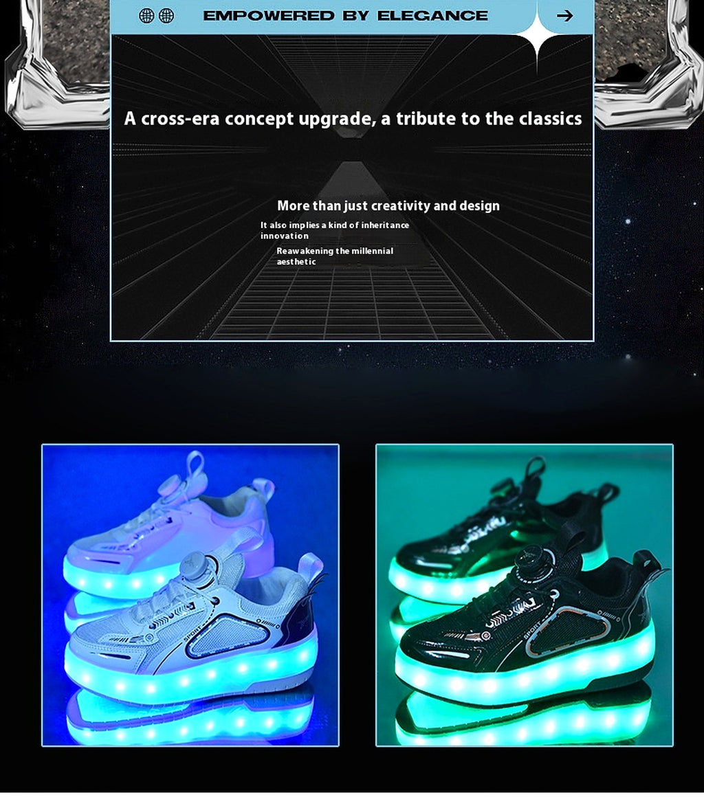 Mesh Double Wheel Heelys Children's Luminous Charging Roller Skating Deformation Skate Shoes - enhanced image 14