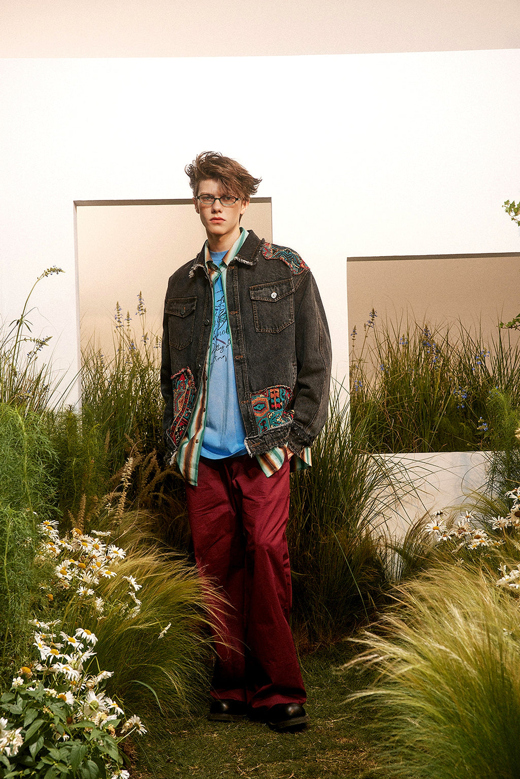 1. National Style Burrs Stitching Washed Denim Jacket - enhanced image 14
