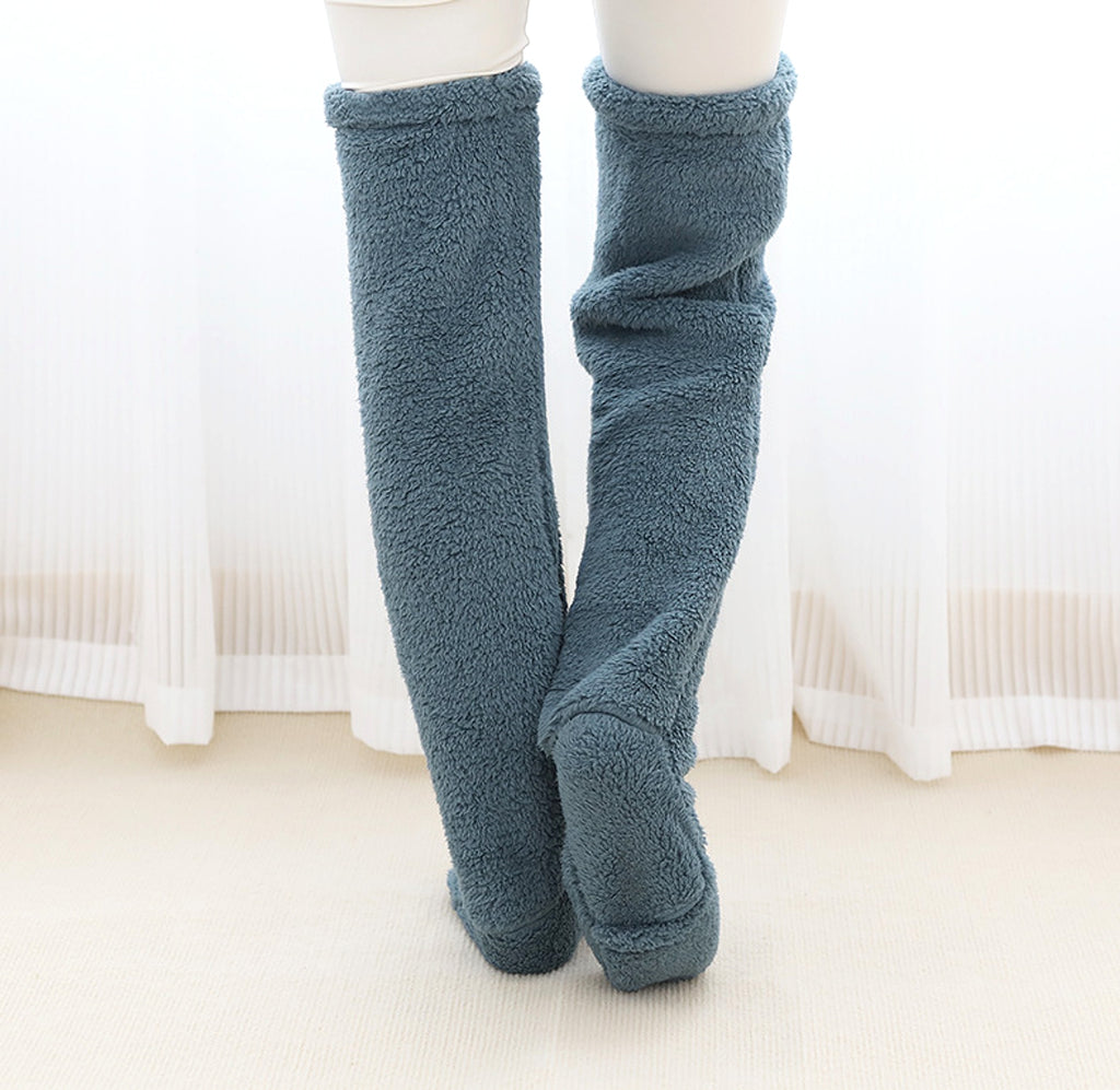 Over Knee High Fuzzy Long Socks Winter Warm Cold Leg Knee Joint Cold-proof Stockings Home Floor Sleeping Socks - enhanced image 14