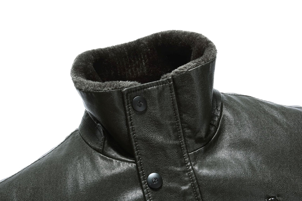 Real Leather Men's Winter Jacket – Thickened & Fleece-Lined Elegance - enhanced image 14