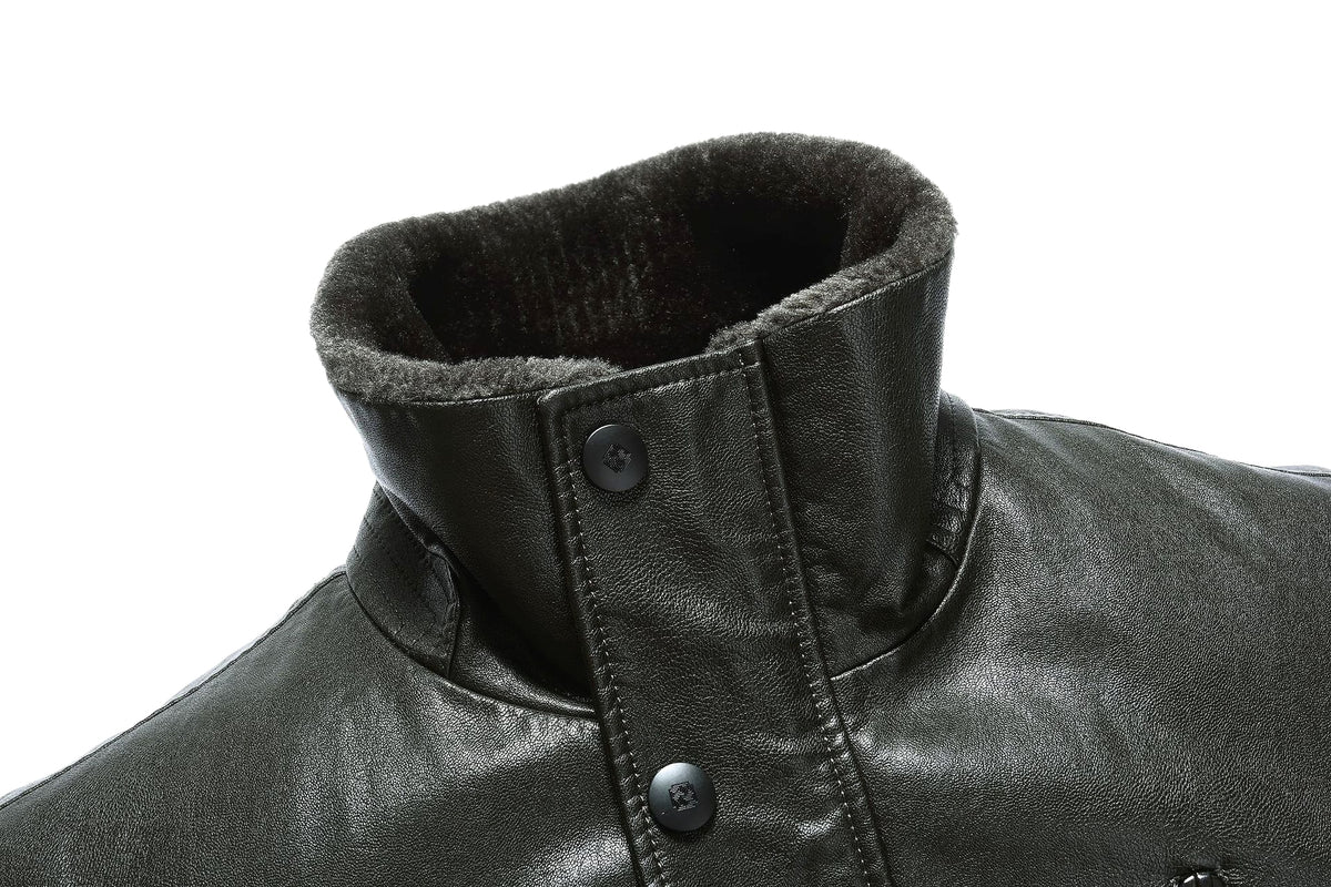 Real Leather Men's Winter Jacket – Thickened & Fleece-Lined Elegance - enhanced image 14