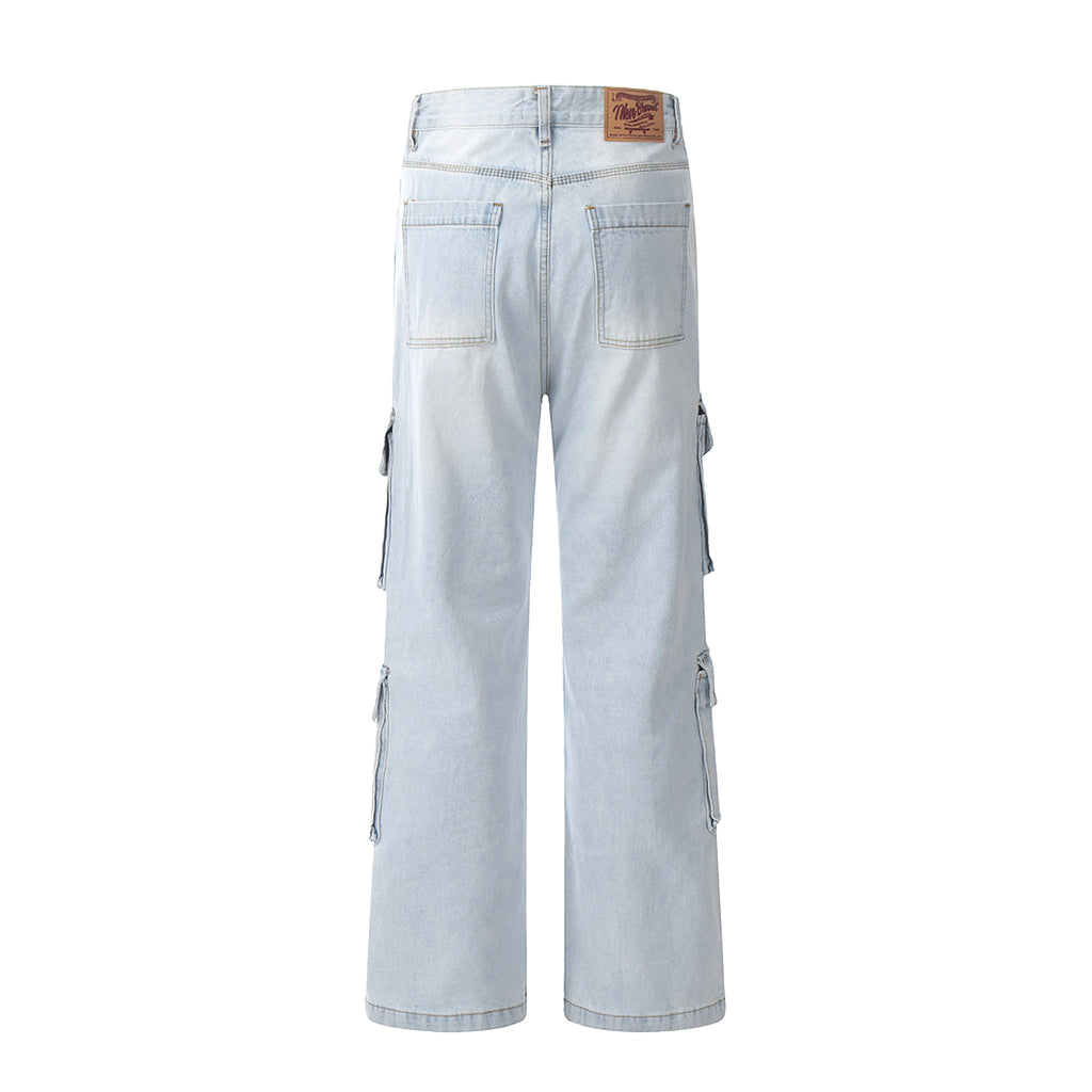 Wash Light Color Cargo Jeans Men - enhanced image 14