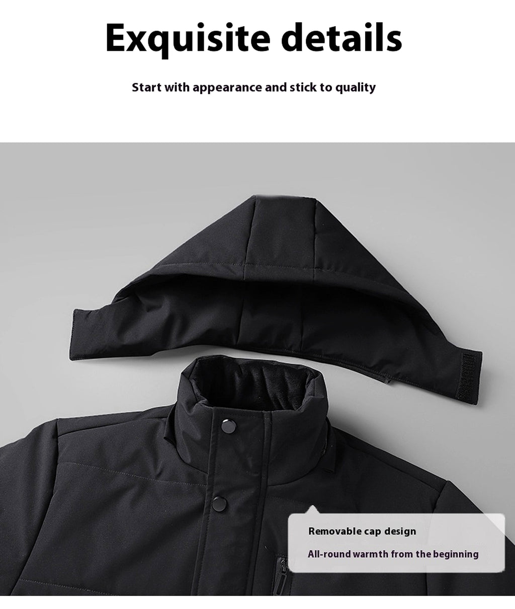 Winter Popular Middle-aged And Elderly Cotton Down Jacket Men Fleece-lined Thickened Hooded Warm Middle-aged And Elderly - enhanced image 14