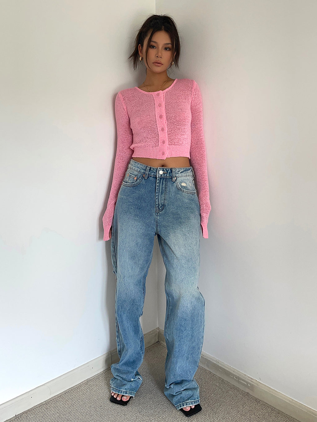 Women's Retro High Waist Loose Wide Legs Jeans - enhanced image 14